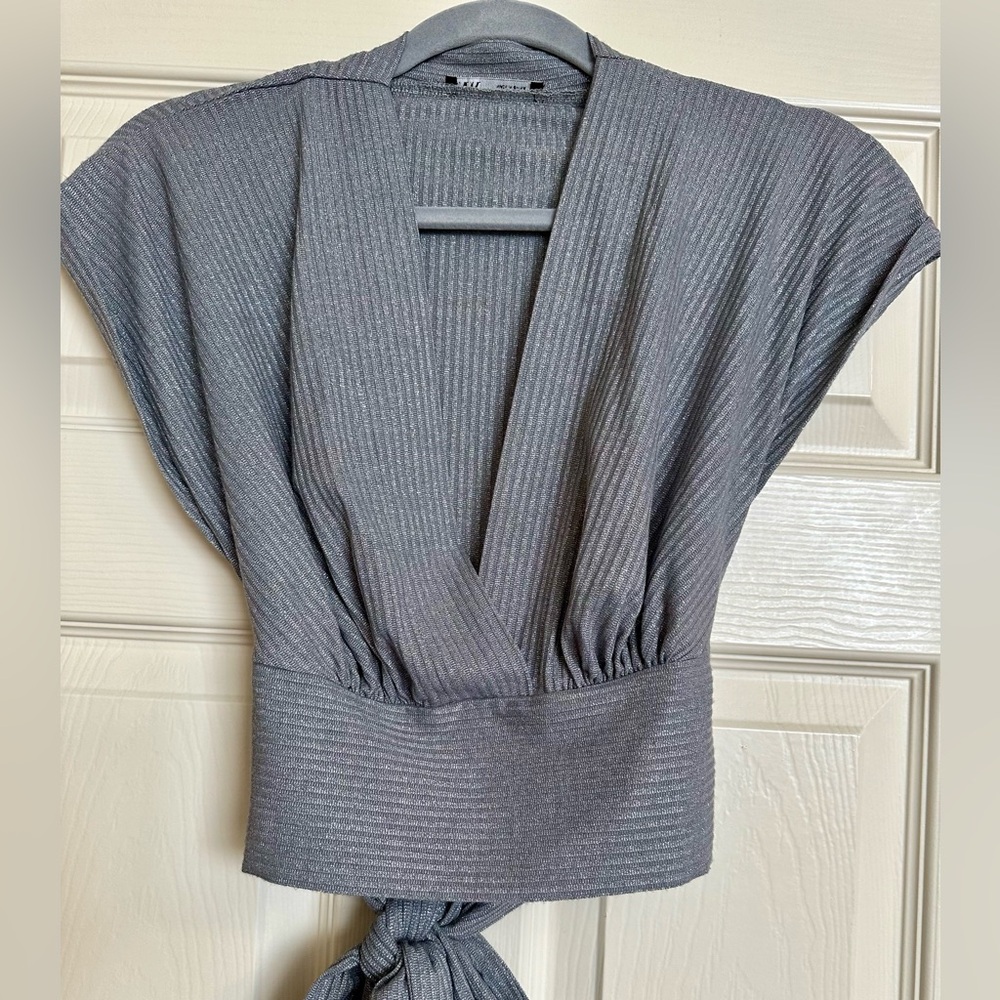 Zara silvery gray crop top size medium